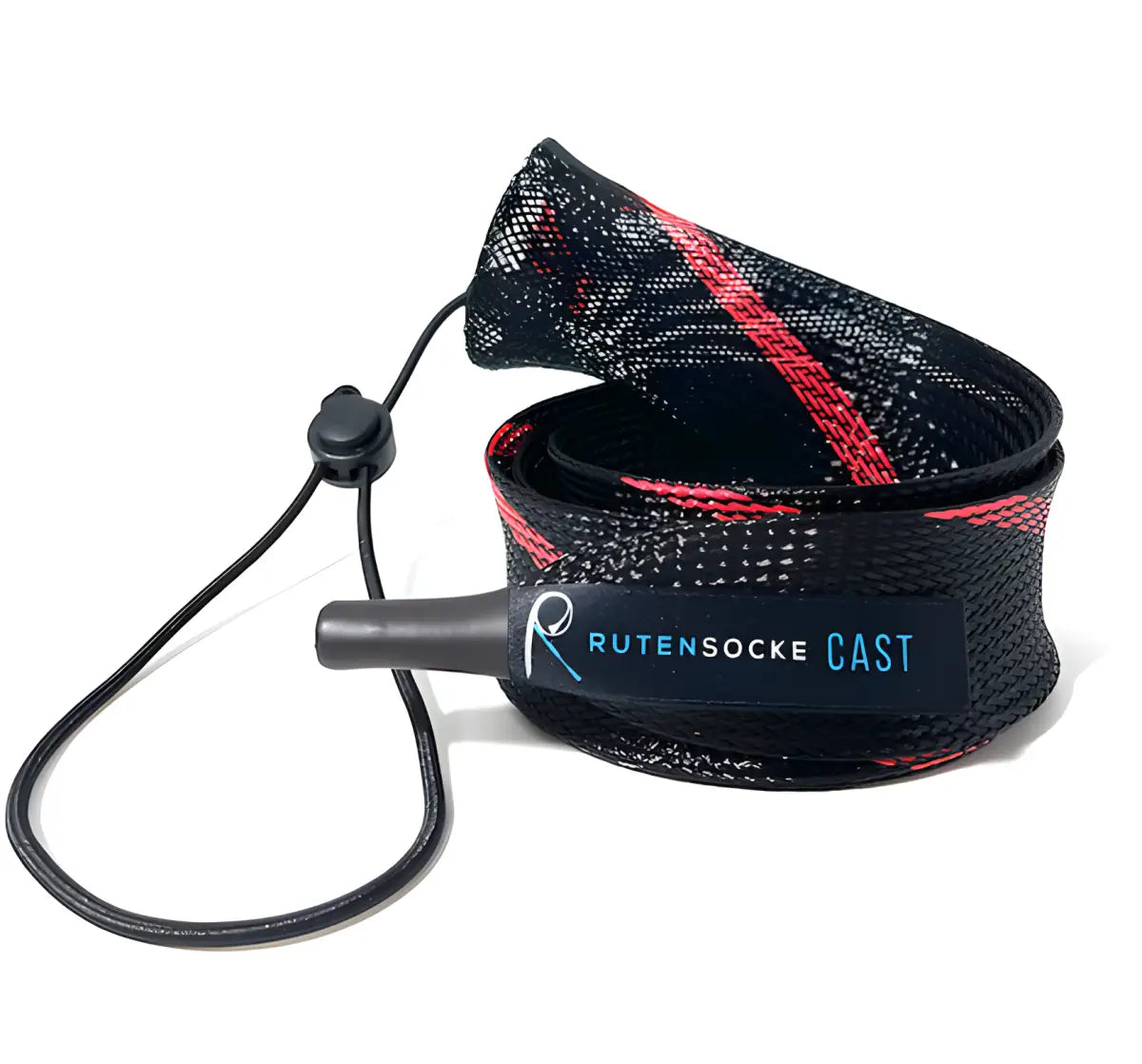 Rutensocke Cast L 2-Teiler (75cmx38mm Rutenschutz für 2-tlg. Ruten bis 2,3m) - Schwarz-Rot