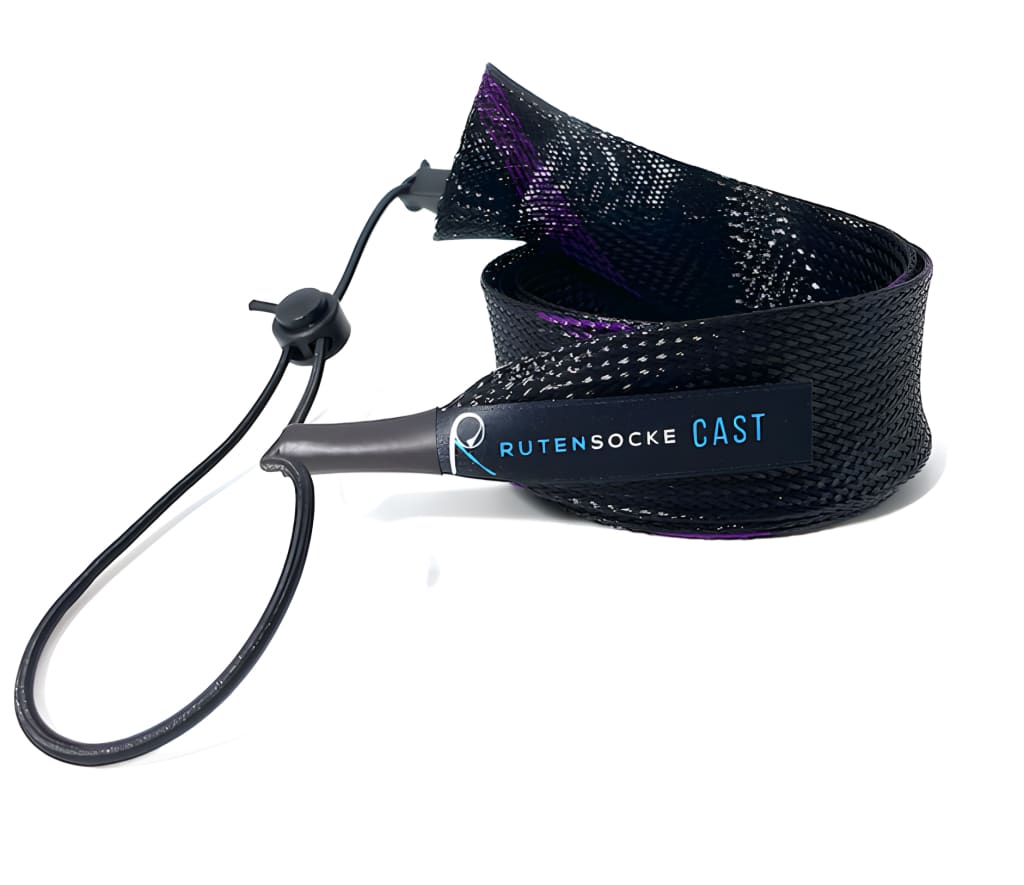 Rutensocke Cast S 2-Teiler (60cmx38mm Rutenschutz für 2-tlg. Ruten bis 200cm) - Violett-Schwarz