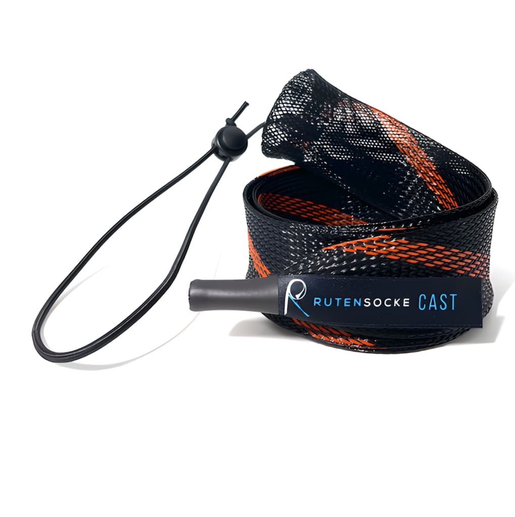 Rutensocke Cast S 2-Teiler (60cmx38mm Rutenschutz für 2-tlg. Ruten bis 200cm) - Orange-Schwarz