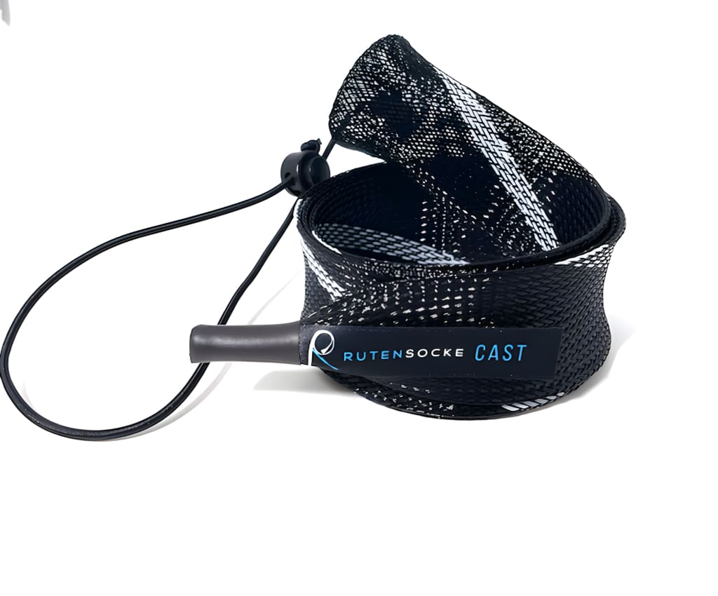 Rutensocke Cast S 2-Teiler (60cmx38mm Rutenschutz für 2-tlg. Ruten bis 200cm) - Weiss-Schwarz