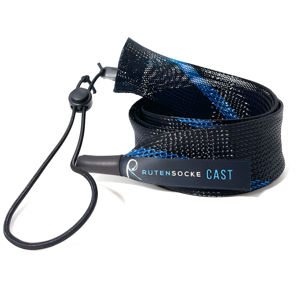 Rutensocke Cast S 2-Teiler (60cmx38mm Rutenschutz für 2-tlg. Ruten bis 200cm) - Blau-Schwarz