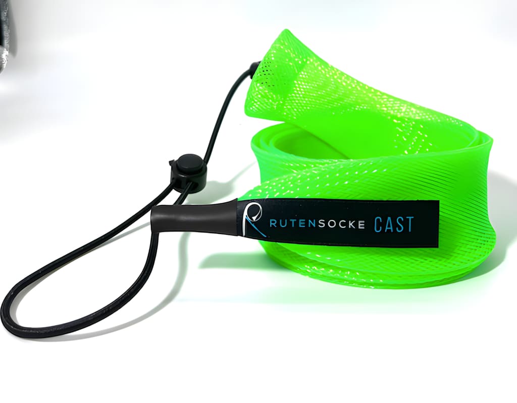 Rutensocke Cast S 2-Teiler (60cmx38mm Rutenschutz für 2-tlg. Ruten bis 200cm) - Neon-Gruen