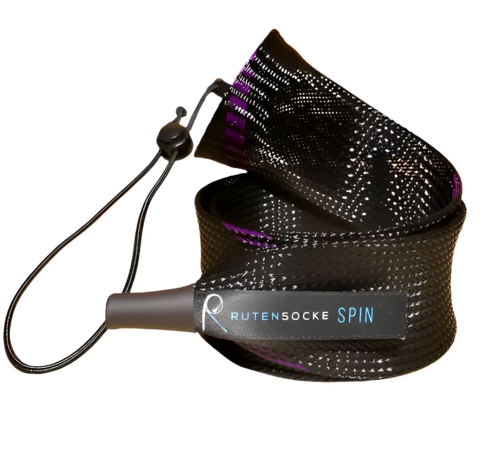 Rutensocke Spin M 2-Teiler (75cmx45mm Rutenschutz für 2-tlg. Ruten bis 240cm) - Violett-Schwarz