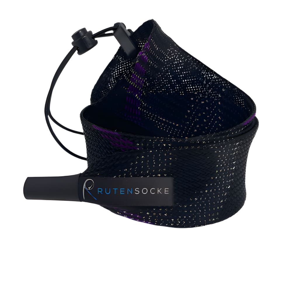 Rutensocke Allround L 3-Teiler (90cmx45mm Rutenschutz für 3-tlg. Ruten bis 420cm) - Violett-Schwarz