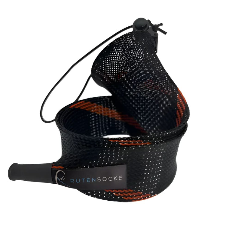 Rutensocke Allround L 3-Teiler (90cmx45mm Rutenschutz für 3-tlg. Ruten bis 420cm) - Orange-Schwarz