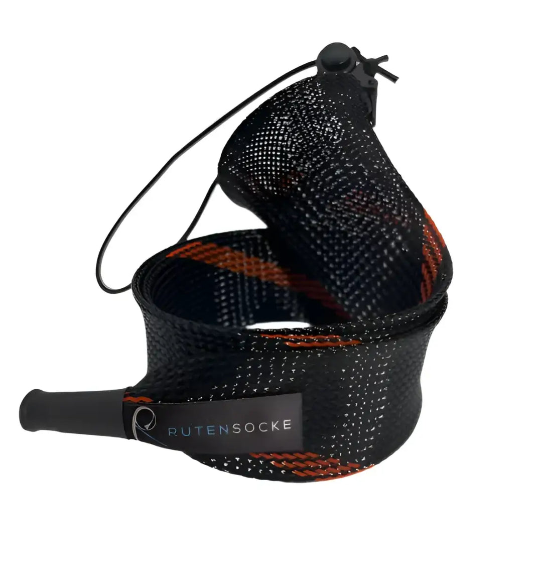 Rutensocke Allround L 3-Teiler (90cmx45mm Rutenschutz für 3-tlg. Ruten bis 420cm) - Orange-Schwarz