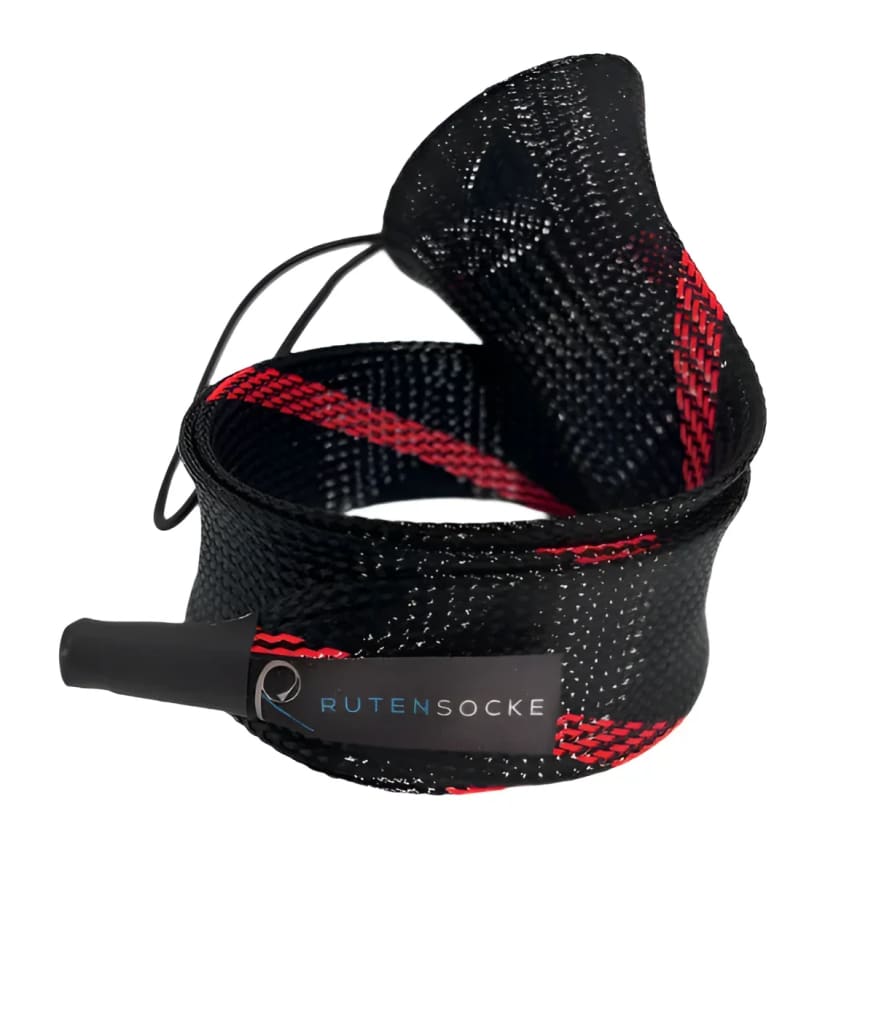 Rutensocke Allround L 3-Teiler (90cmx45mm Rutenschutz für 3-tlg. Ruten bis 420cm) - Rot-Schwarz