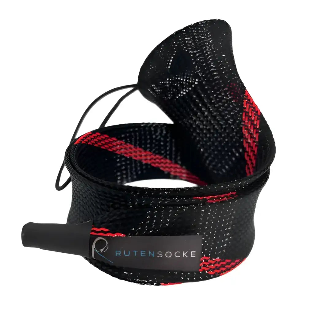 Rutensocke Allround M 3-Teiler (80cmx45mm Rutenschutz für 3-tlg. Ruten bis 390cm) - Schwarz-Rot