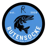 Rutensocke Aufkleber rund in 8.5cm Durchmesser - Hecht