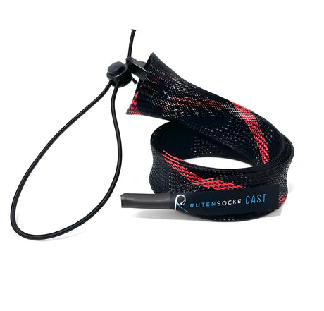 Rutensocke Cast L (180cmx32mm Rutenschutz für 1-tlg. Ruten bis 2,20m) - Schwarz-Rot