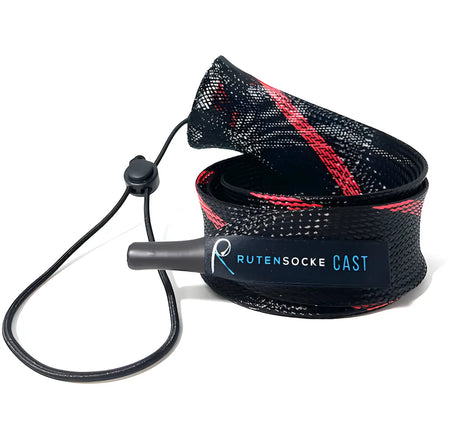 Rutensocke Cast L 2-Teiler (75cmx38mm Rutenschutz für 2-tlg. Ruten bis 2,3m) - Schwarz-Rot