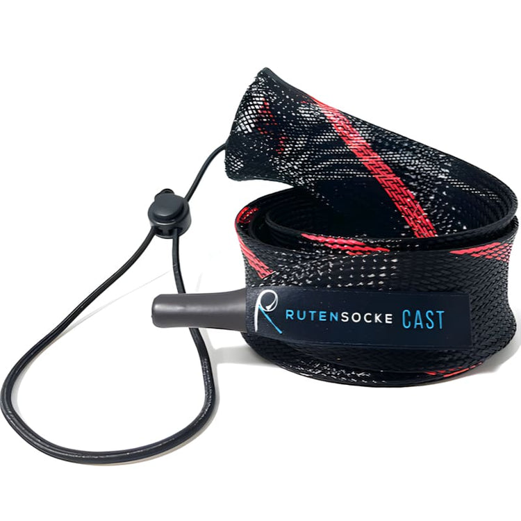 Rutensocke Cast S 2-Teiler (60cmx38mm Rutenschutz für 2-tlg. Ruten bis 2,0m) - Rot-Schwarz