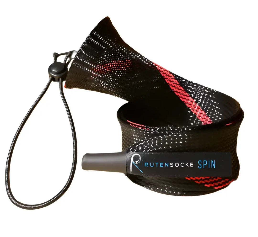 Rutensocke Spin L 2 Teiler (90cmx45mm Rutenschutz für 2 tlg. Ruten bis 270cm) Rot Schwarz
