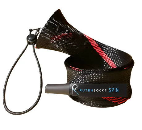 Rutensocke Spin L 2-Teiler (90cmx45mm Rutenschutz für 2-tlg. Ruten bis 270cm) - Schwarz-Rot