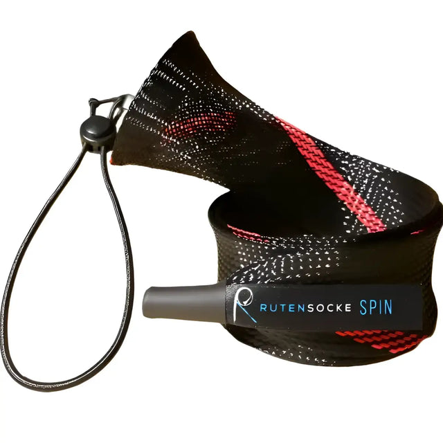 Rutensocke Spin S 2-Teiler (70cmx45mm Rutenschutz für 2-tlg. Ruten bis 220cm) - Schwarz-Rot